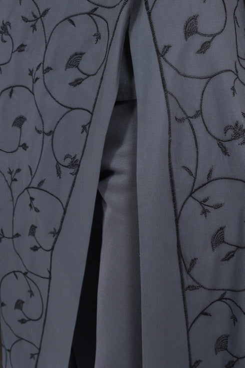 Embroidered long-sleeve cotton coat